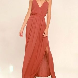 Lulus Lost in Paradise Rusty Rose Maxi Dress